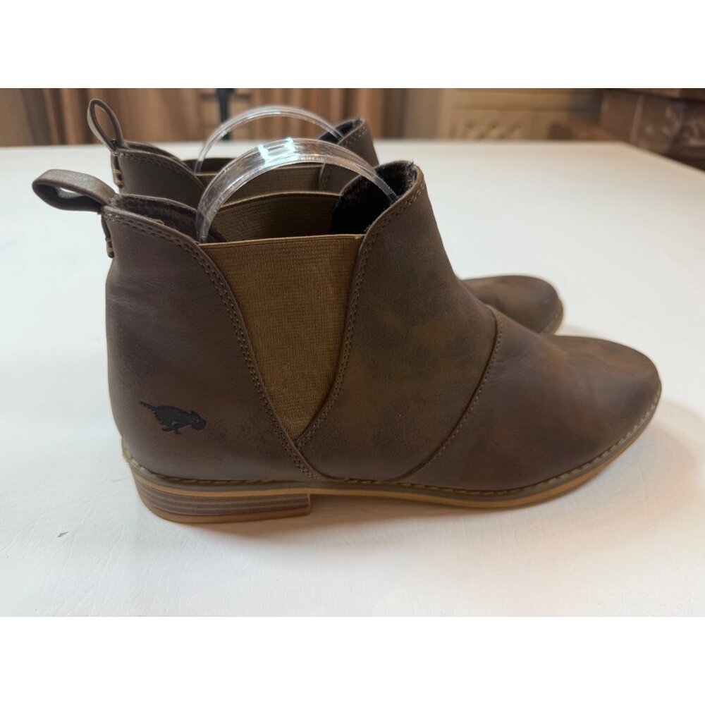Rocket Dog Brown Faux Leather Ankle Boots booties Size US 10 low heel - Picture 1 of 10